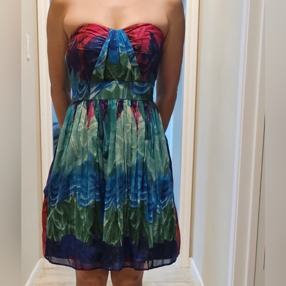 Coast Multicolor Strapless Dress size 6‎